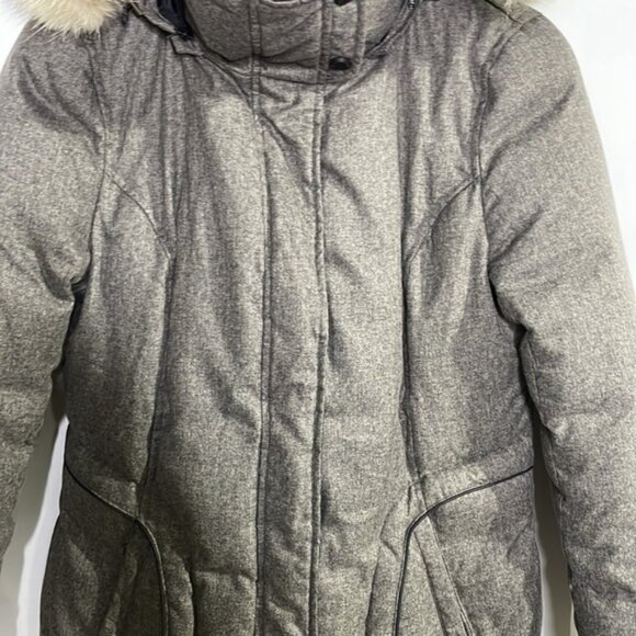 Soia & Kyo gray flannel puffer with coyote fur hood trim - Picture 5 of 9